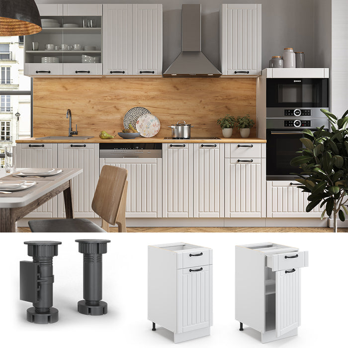 Vicco Mobiletto base per cucina Bianco casa di campagna 40 cm , PL Marmo