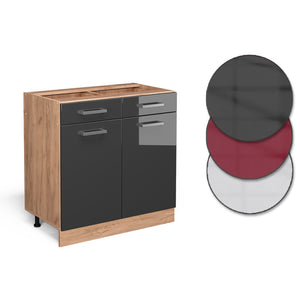 Vicco Mobiletto base per cucina Antracite lucido 80 cm senza piano di lavoro