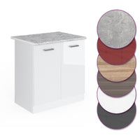 Vicco Mobile lavello cucina Bianco lucido 80 cm , PL Marmo