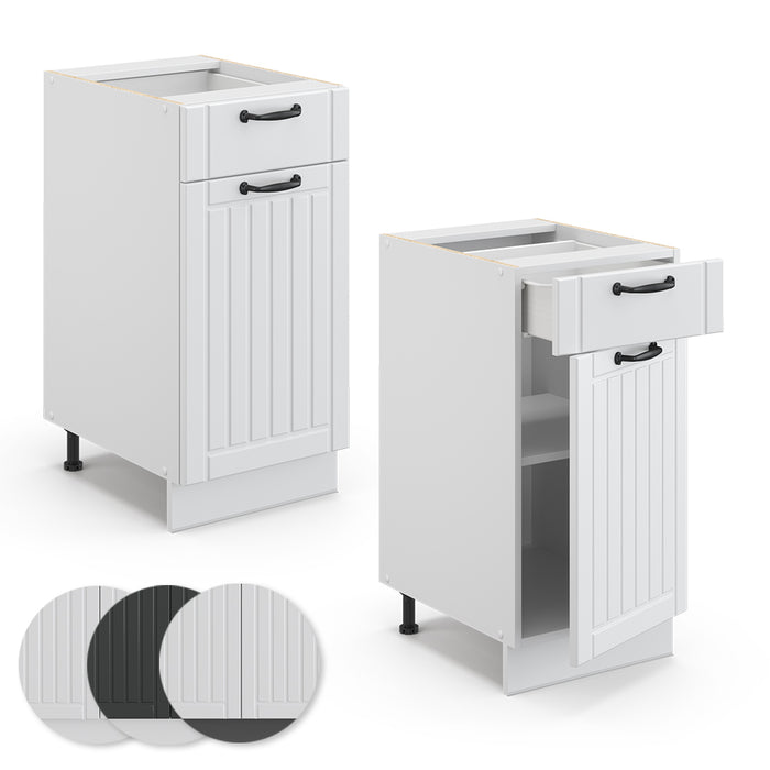 Vicco Mobiletto base per cucina Bianco casa di campagna 40 cm , PL Marmo