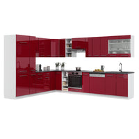 Vicco Cucina angolare completa Bordeaux lucido/bianco 347 x 257 cm , PL Antracite