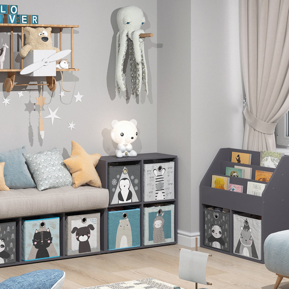 Vicco Libreria bambini Grigio 72.6 x 72 cm con 4 scatole pieghevoli