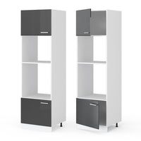 Vicco Dispensa universale Antracite lucido 60 cm con ripiani e ante a giorno