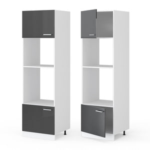 Vicco Dispensa universale Antracite lucido 60 cm con ripiani e ante a giorno