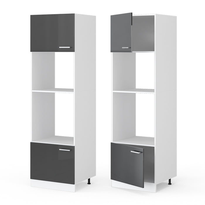 Vicco Dispensa universale Antracite lucido 60 cm con ripiani e ante a giorno