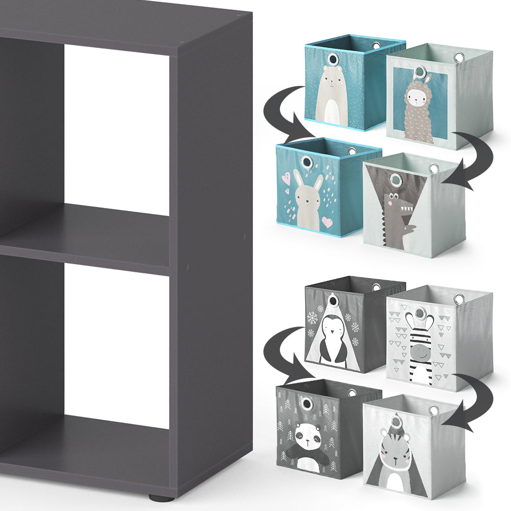 Vicco Libreria bambini Grigio 72.6 x 72 cm con 4 scatole pieghevoli