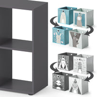 Vicco Libreria bambini Grigio 72.6 x 72 cm con 4 scatole pieghevoli