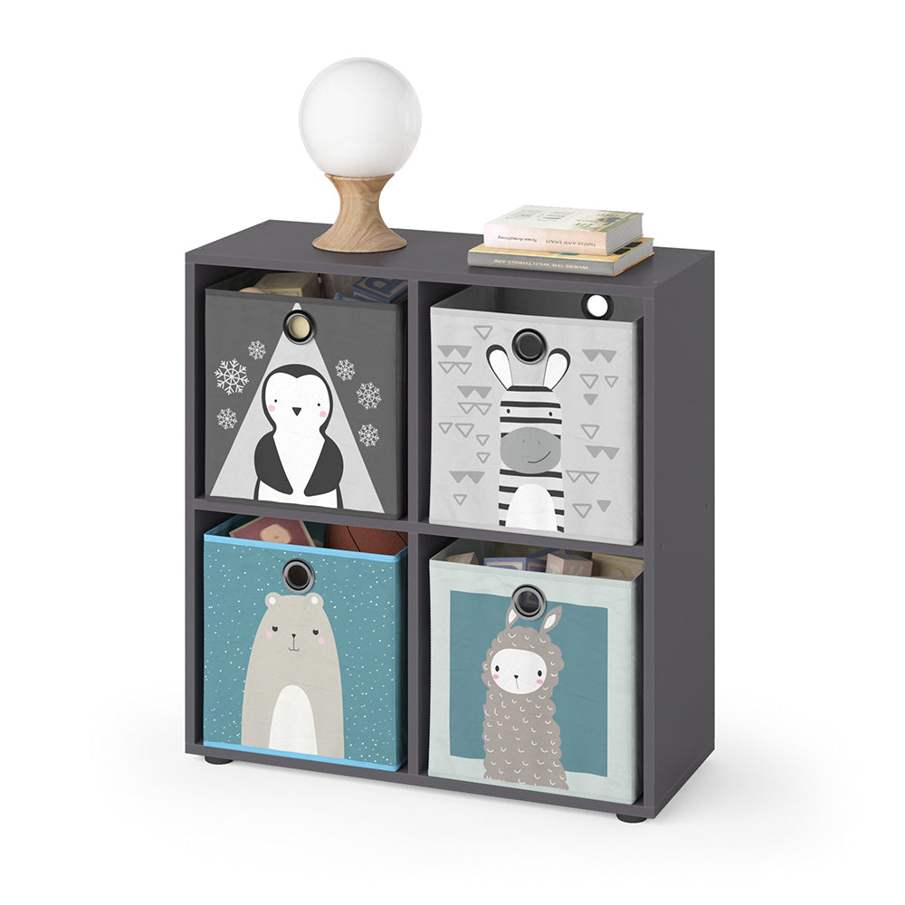 Vicco Libreria bambini Grigio 72.6 x 72 cm con 4 scatole pieghevoli