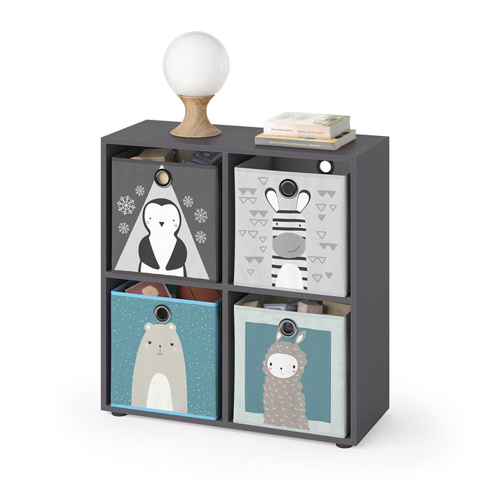 Vicco Libreria bambini Grigio 72.6 x 72 cm con 4 scatole pieghevoli