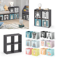 Vicco Libreria bambini Grigio 72.6 x 72 cm con 4 scatole pieghevoli