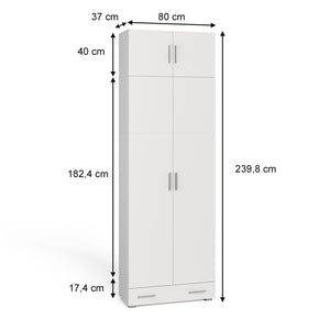 Vicco Scaffale per file Bianco 80 x 182.4 cm con estensione dell'armadio e cassetto