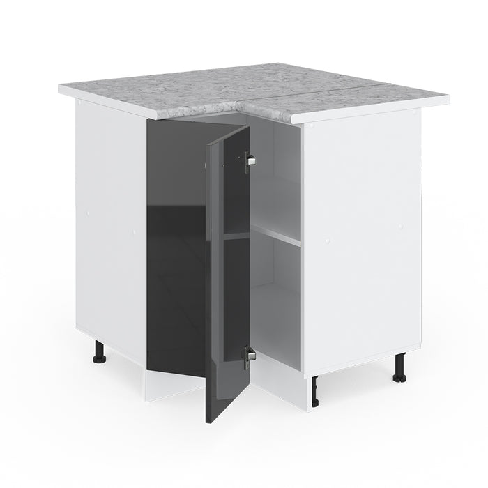 Vicco Armadio universale ad angolo Antracite lucido 75.6 cm con anta, con piano di lavoro