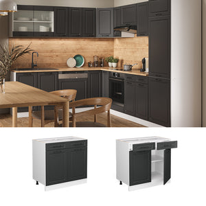 Vicco Mobiletto base per cucina Antracite casa di campagna 80 cm , PL Marmo