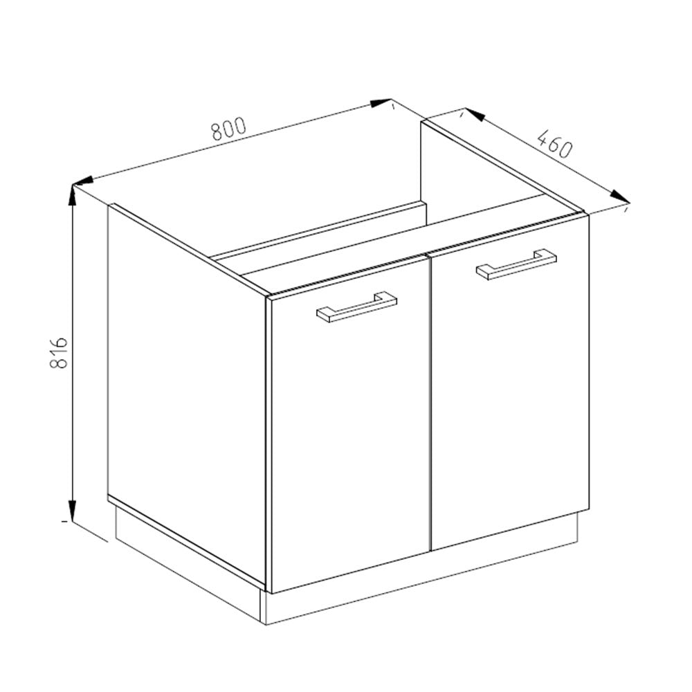 Vicco Mobile lavello cucina Antracite lucido 80 cm PL Marmo