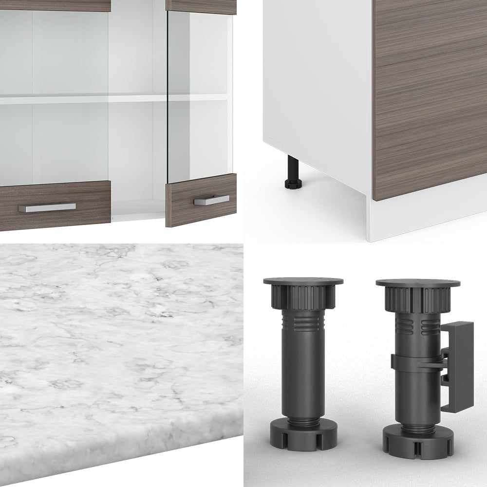 Vicco Cucina componibile Grigio prezioso/bianco 300 cm con armadio alto, PL Antracite