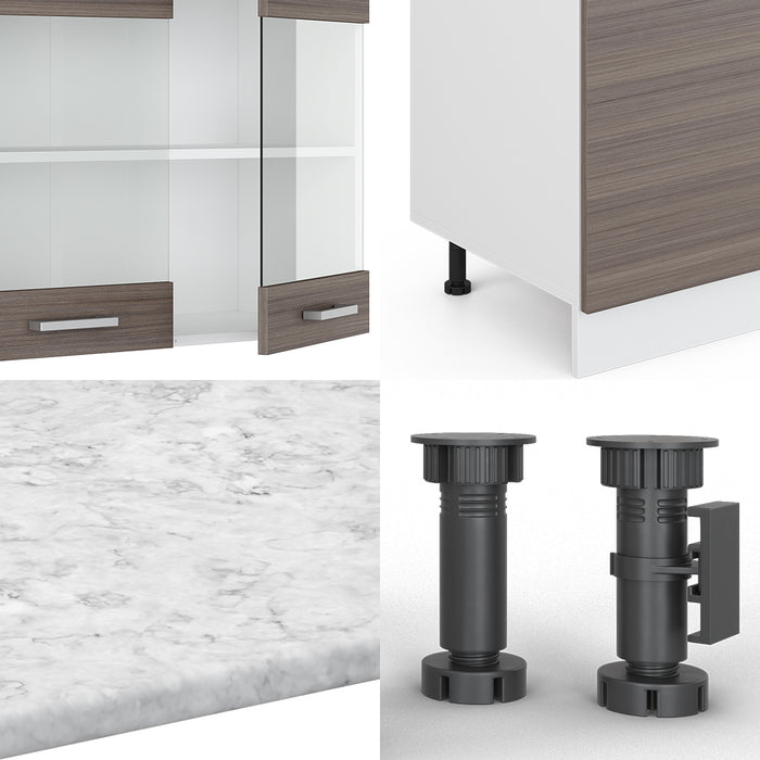 Vicco Cucina componibile Grigio prezioso/bianco 300 cm con armadio alto, PL Antracite