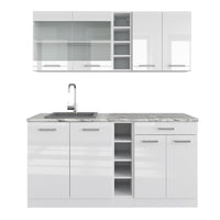 Vicco Cucina completa Bianco lucido/bianco 160 cm senza piano di lavoro