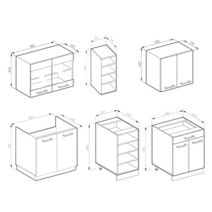 Vicco Cucina completa Sonoma/Bianco 160 cm senza piano di lavoro