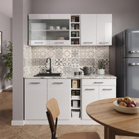 Vicco Cucina completa Bianco lucido/bianco 160 cm senza piano di lavoro