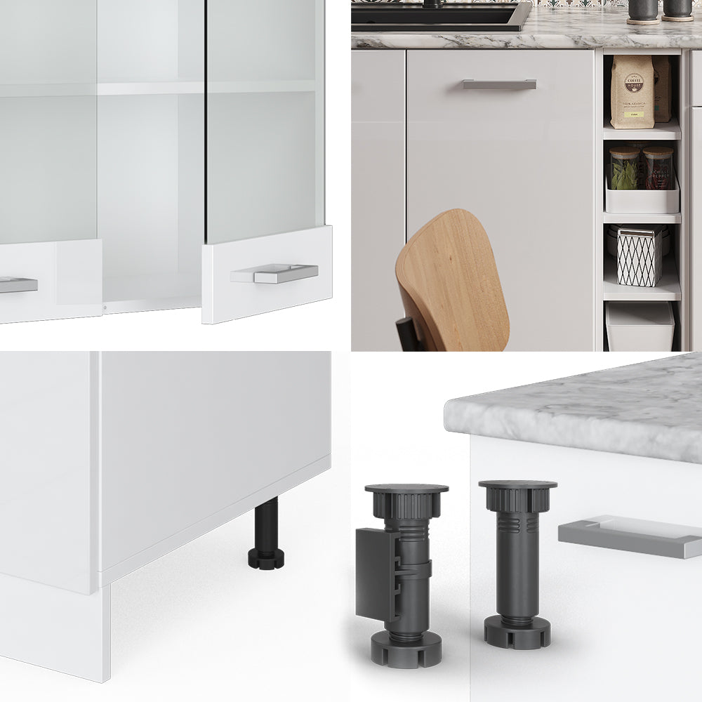 Vicco Cucina completa Bianco lucido/bianco 160 cm senza piano di lavoro