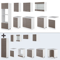Vicco Cucina componibile Grigio prezioso/bianco 300 cm con armadio alto, senza piano di lavoro