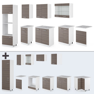 Vicco Cucina componibile Grigio prezioso/bianco 300 cm con armadio alto, PL Antracite