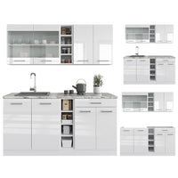Vicco Cucina completa Bianco lucido/bianco 160 cm , PL Rovere