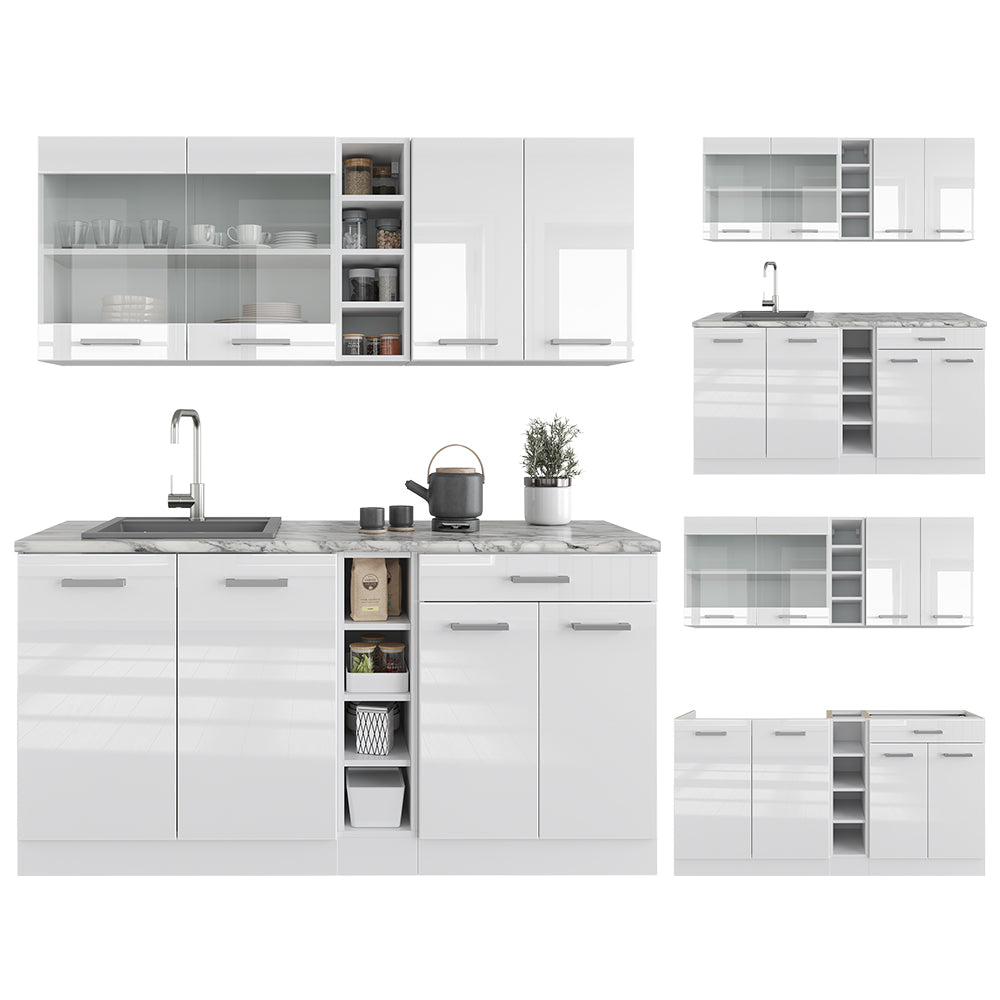 Vicco Cucina completa Bianco lucido/bianco 160 cm , PL Antracite