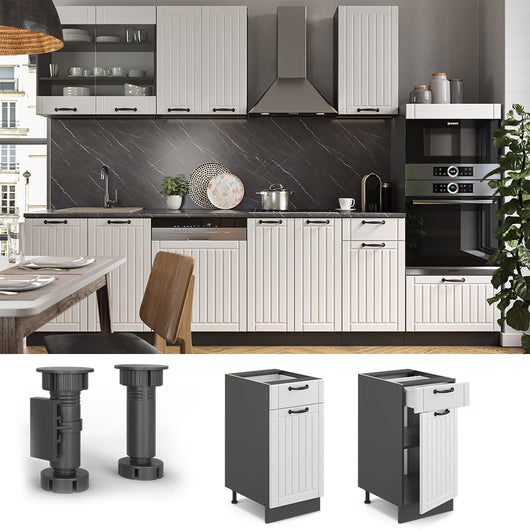 Vicco Mobiletto base per cucina Bianco casa di campagna 40 cm , PL Rovere