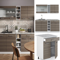 Vicco Cucina completa Grigio prezioso/bianco 160 cm senza piano di lavoro