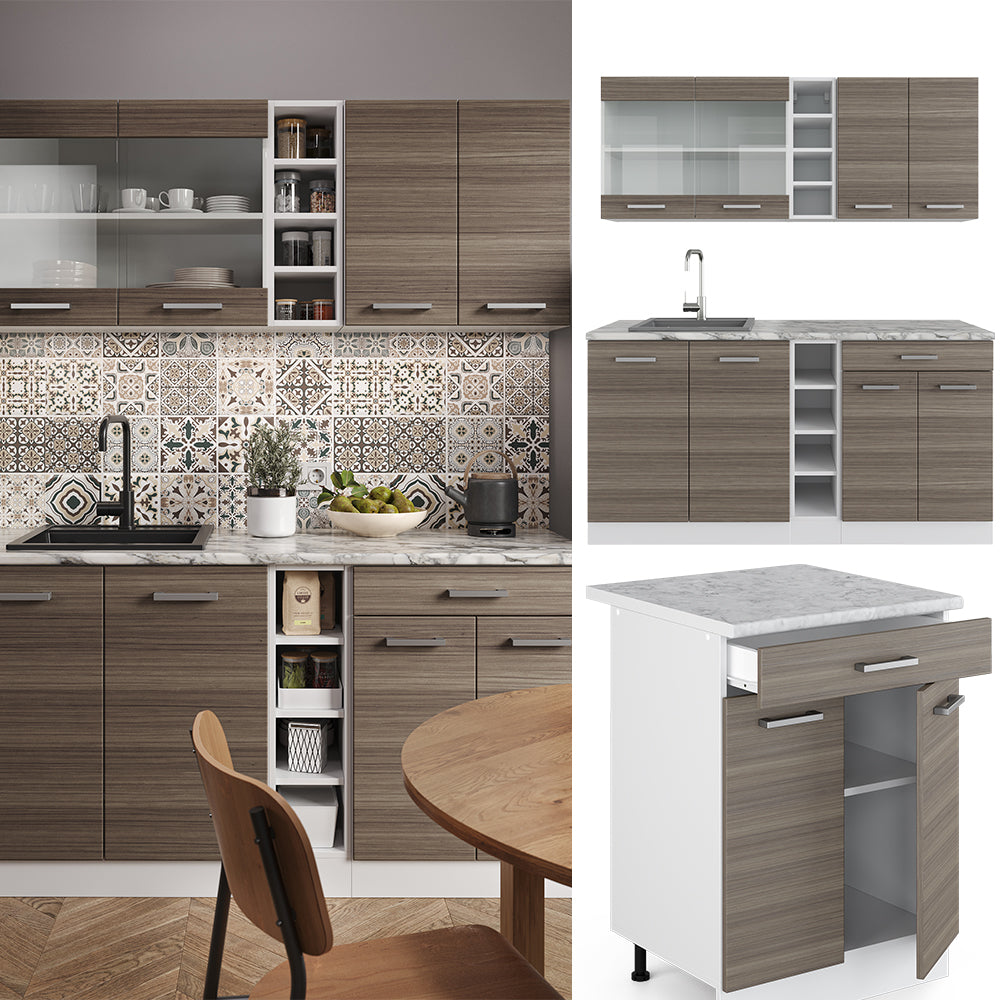 Vicco Cucina completa Grigio prezioso/bianco 160 cm , PL Antracite