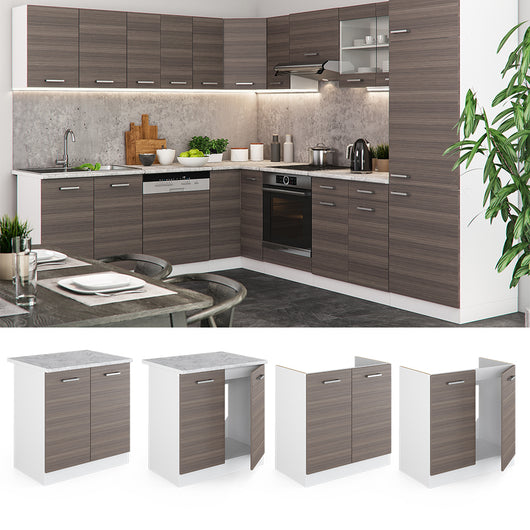 Vicco Mobile lavello cucina Grigio 80 cm , PL Rovere