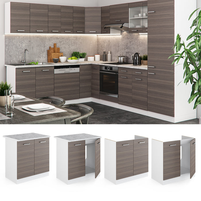Vicco Mobile lavello cucina Grigio 80 cm , PL Rovere