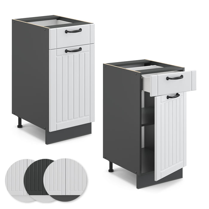 Vicco Mobiletto base per cucina Bianco casa di campagna 40 cm , PL Antracite