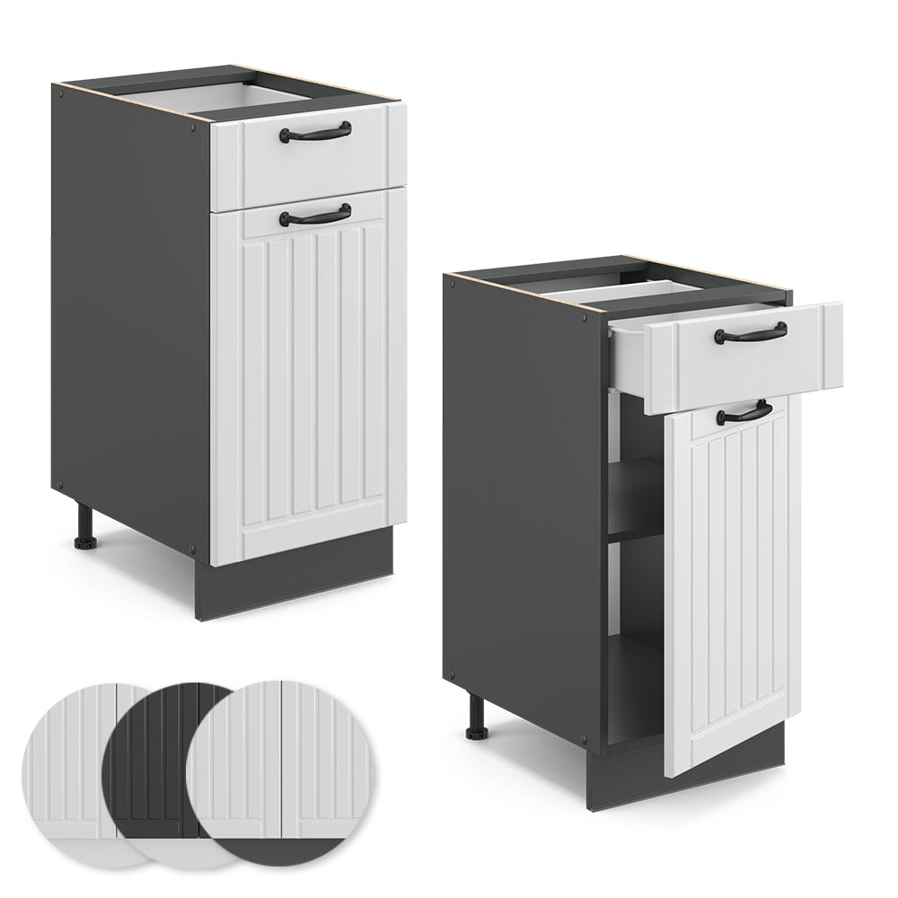 Vicco Mobiletto base per cucina Bianco casa di campagna 40 cm , PL Rovere