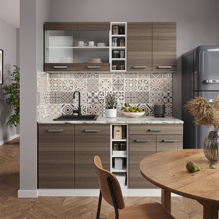 Vicco Cucina completa Grigio prezioso/bianco 160 cm , PL Antracite