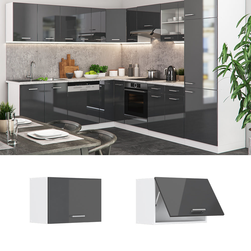 Vicco Pensile da cucina Antracite lucido 60 cm Piatto