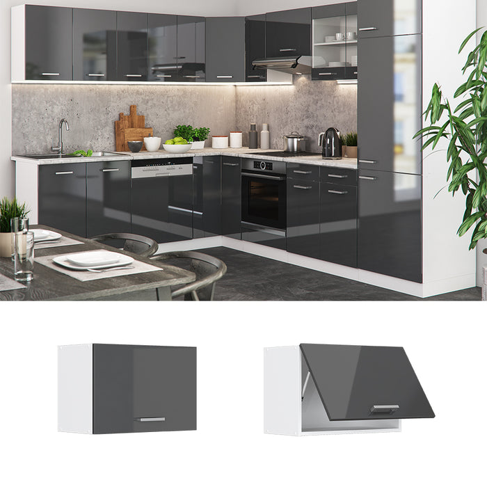 Vicco Pensile da cucina Antracite lucido 60 cm Piatto