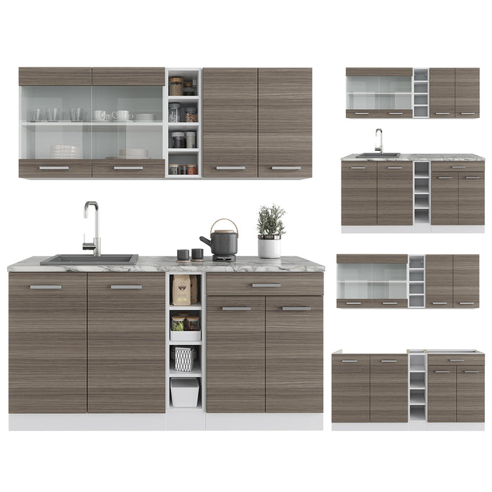 Vicco Cucina completa Grigio prezioso/bianco 160 cm , PL Rovere