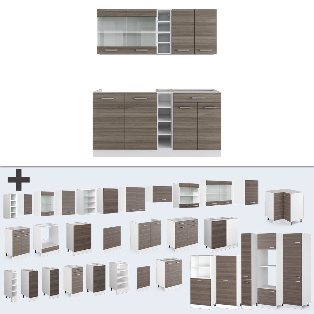 Vicco Cucina completa Grigio prezioso/bianco 160 cm senza piano di lavoro