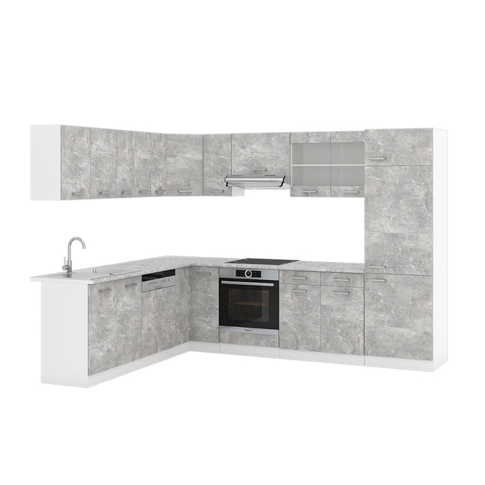 Vicco Cucina angolare completa Calcestruzzo 227 x 287 cm , PL Marmo