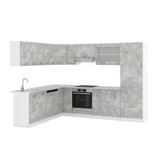Vicco Cucina angolare completa Calcestruzzo 227 x 287 cm senza piano di lavoro