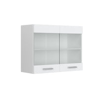 Vicco Pensile universale Bianco lucido 80 cm con ante in vetro