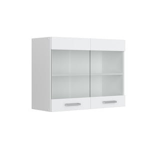Vicco Pensile universale Bianco lucido 80 cm con ante in vetro