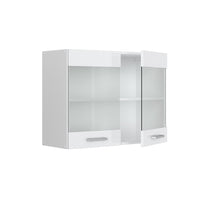 Vicco Pensile universale Bianco lucido 80 cm con ante in vetro