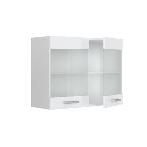 Vicco Pensile universale Bianco lucido 80 cm con ante in vetro