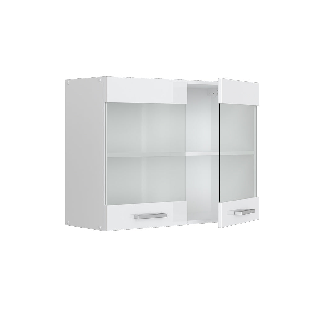 Vicco Mobile da cucina in vetro Bianco lucido 80 cm