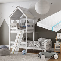 Vitalispa Letto montessori bambini Bianco 90x200 cm con materasso