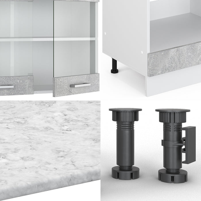 Vicco Cucina angolare completa Calcestruzzo 227 x 287 cm , PL Marmo