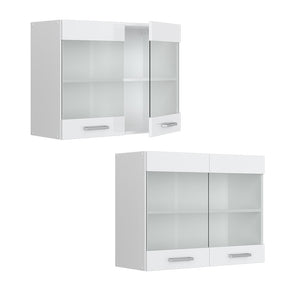 Vicco Mobile da cucina in vetro Bianco lucido 80 cm